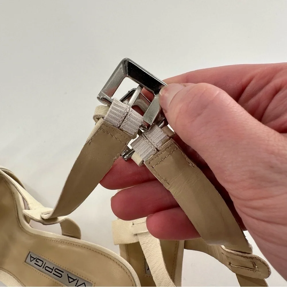 Via Spiga womens heels size 7.5 bone cream leather coastal granny
